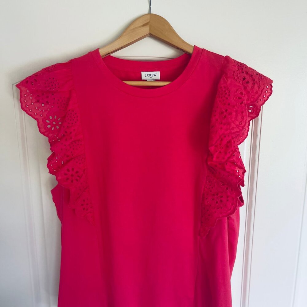 NWT J Crew Factory Ruffle -Sleeve Eyelet Top